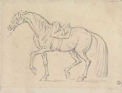 备好鞍的马，向左走`Saddled Horse, Walking to Left by James Seymour