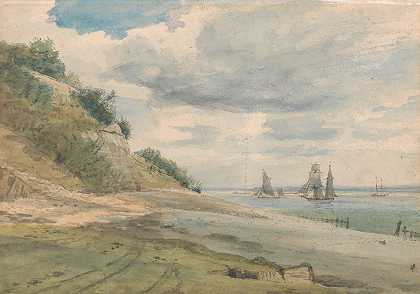 纳泽沃尔顿附近的景色`View near Walton on Naze by Lionel Constable