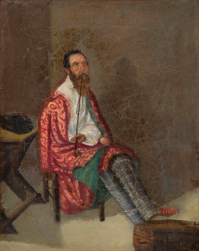 魔术师先生在监狱里`Mr. Varzély in Prison (1850) by Peter Michal Bohúň