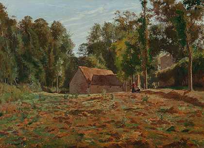 农场景观`Paysage à la Ferme (circa 1885) by Henri Stanislas Rouart