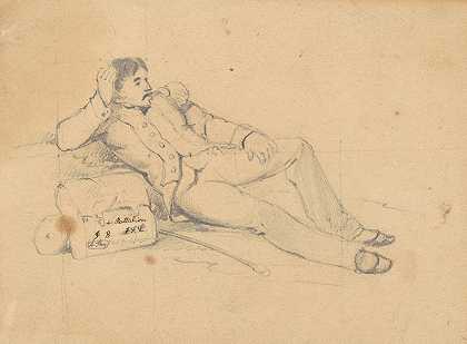 放松的士兵`Relaxing Soldier (c. 1860s) by David Claypoole Johnston