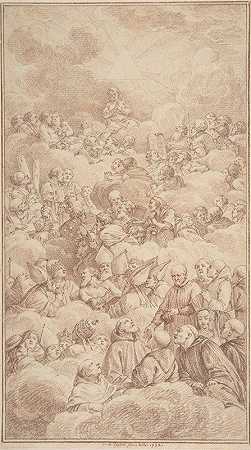 荣耀中的圣徒们`The Company of Saints in Glory (1772) by Charles Nicolas Cochin II