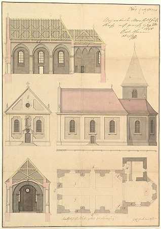 梅尔克肖森教区教堂设计`Design for the Parish Church of Merkershausen (1738) by Balthasar Neumann