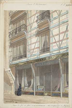 带釉面陶器覆层的铁框架房屋`Iron~frame house with glazed earthenware cladding (1871) by Eugène Viollet-le-Duc