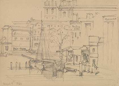 在泰晤士河上`On the Thames (1860) by David Roberts