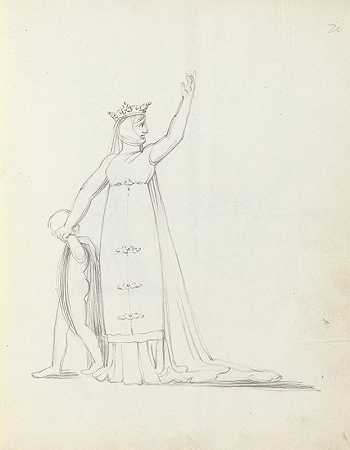西顿夫人的领子`Mrs. Siddons leading child by the hand with left arm raised (1783) by the hand with left arm raised by John Flaxman
