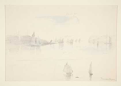 海湾中的帆船`Sailboats in a Bay (19th century) by Truman Seymour