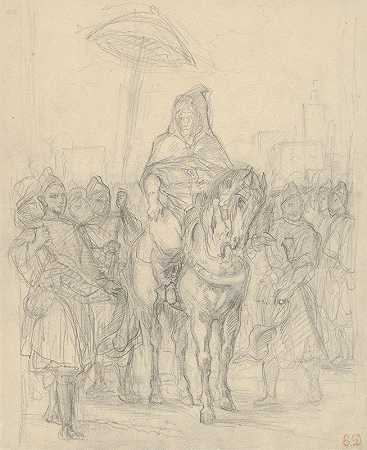 学习摩洛哥苏丹及其随行人员`Study for The Sultan of Morocco and His Entourage (ca. 1855–56) by Eugène Delacroix
