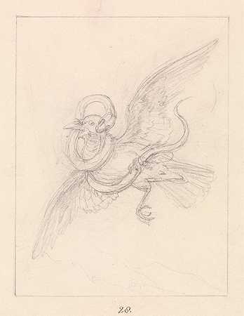 乌鸦和蛇`Raven and Snake (ca. 1813) by Samuel Howitt