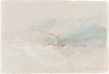 多佛附近的一艘邮轮`A Packet Boat off Dover (c. 1836) by Joseph Mallord William Turner