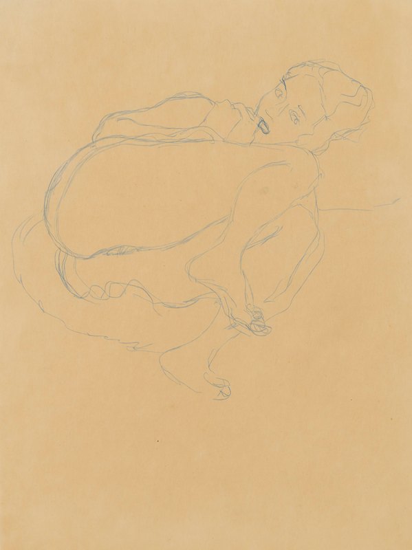 半幕式关在一起`Zusammengekauerter Halbakt (1914~1915) by Gustav Klimt