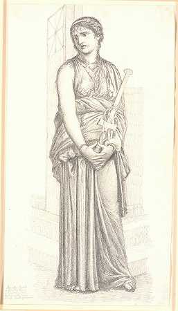美狄亚手里拿着剑整个人`Medea med sværdet i hånden, hel figur (1838 – 1841) by Christen Købke