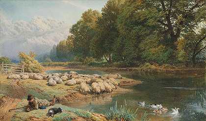 牧羊人让我们看看`The shepherds watch by Myles Birket Foster