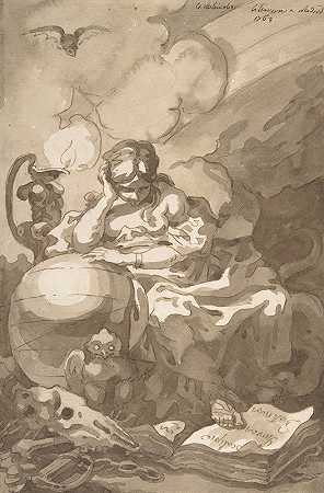 忧郁的寓言人物`Allegorical Figure of Melancholy (1763) by Charles de La Traverse