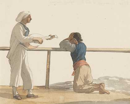 l号船上的人员玛丽安`Personen aan boord van het schip lHeureuse Marianne (1778) by Abraham-Louis-Rodolphe Ducros