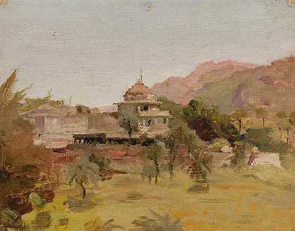 迪瓦拉·坦普尔站着。从印度之旅`Diewarra Templer Stand Abu. From the journey to India (1907) by Jan Ciągliński