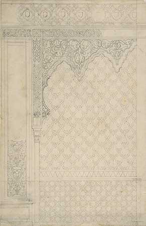 用伊斯兰图案装饰墙壁的设计`Design for the decoration of a wall in Islamic motifs (19th Century) by Jules-Edmond-Charles Lachaise