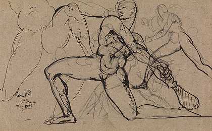 对男性裸体的研究。。`Study of a Male Nude.. by Benjamin Robert Haydon