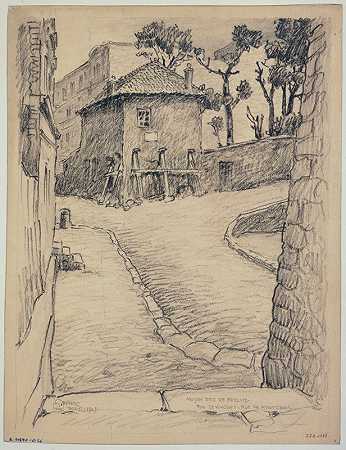 柏辽兹之家，圣文森特街和塞尼斯山街`Maison de Berlioz, rue Saint Vincent et rue du Mont Cenis (1926) by Ferdinand Boberg