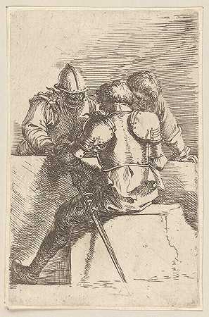 三名士兵在交谈`Three Soldiers in Conversation (1656 ~ 1657) by Salvator Rosa
