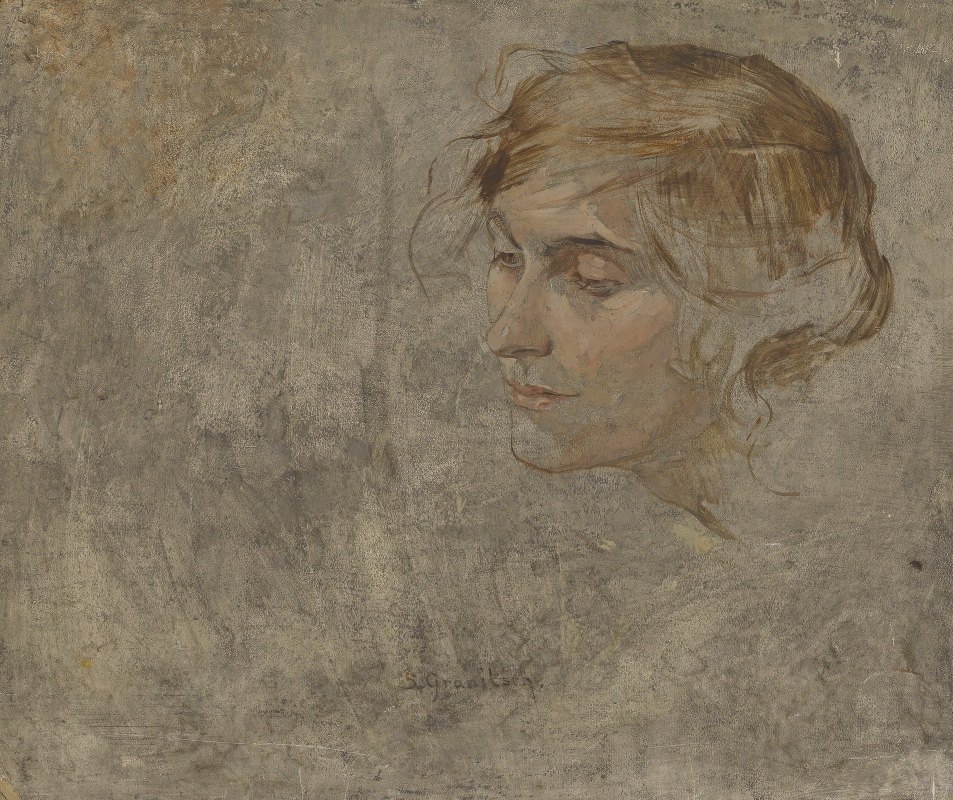 油画素描与女性肖像`Ölskizze mit Portrait einer Frau (around 1920–1940) by Susanne Renate Granitsch