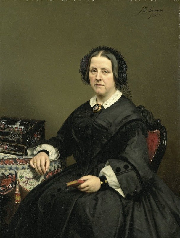 威廉敏娜·玛格丽塔·范登博施（1807-174）。杰拉德·约翰的妻子失去了主题`Wilhelmina Margaretha van den Bosch (1807~74). Echtgenote van Gerard Johan Verloren van Themaat (1874) by Johan Heinrich Neuman