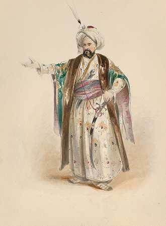 巴萨·塞利姆在从Seraglio绑架`Costume Study for Bassa Selim in the Abduction from the Seraglio by W.A. Mozart (ca. 1830–50) by W.A. Mozart by Johann Georg Christoph Fries