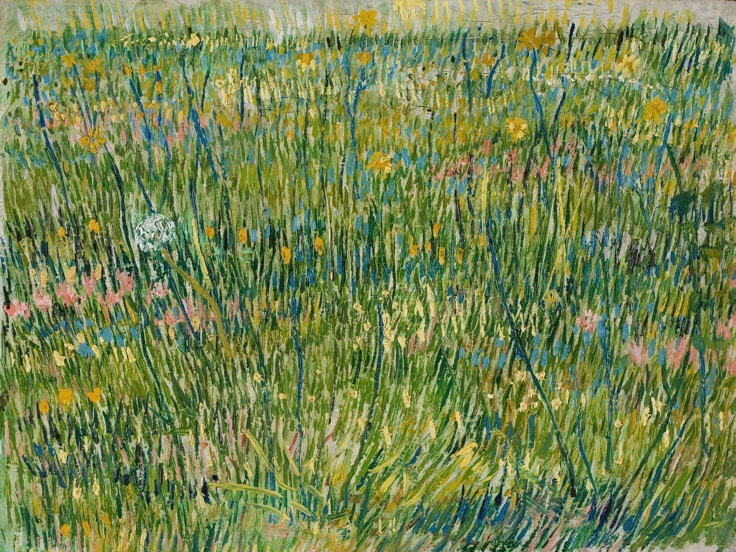 一片草地`Patch of grass (1887) by Vincent van Gogh