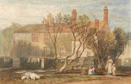 斯特顿庄园，法恩利附近`Steeton Manor House, Near Farnley (between 1815 and 1818) by Joseph Mallord William Turner