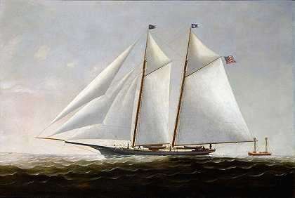 游艇美国号`The Yacht America (1877) by Charles S. Raleigh