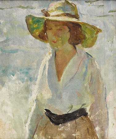 无标题（戴帽子的女人）`Untitled (Woman With Hat) by Charles Webster Hawthorne