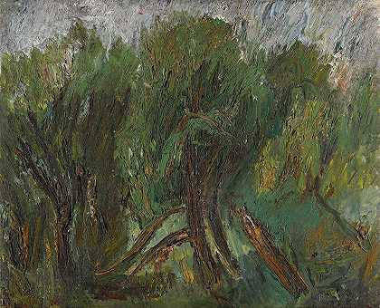 柳树。阿尔泰`Willows. Altai (1930) by Aleksandr Drevin
