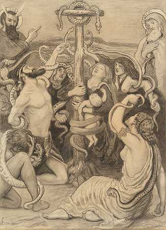 摩西与厚脸皮的蛇1872-1878`Moses and the Brazen Serpent1872~1878 by Ford Madox Brown
