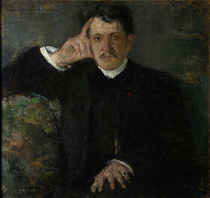 钢琴家奥古斯特·拉德万的画像`Portrait of August Radwan, pianist (1906) by Olga Boznanska