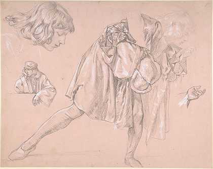 研究一个年轻人弯腰亲吻一只手，为绘画浪子的离去`Study of a young man bending forward to kiss a hand, for the painting The Departure of the Prodigal Son (1862–63) by James Tissot