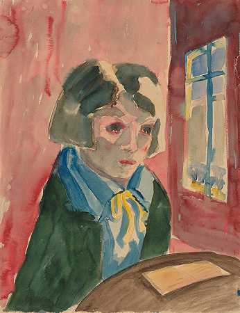 窗边的女人`Woman At A Window (1922) by Walter Gramatté