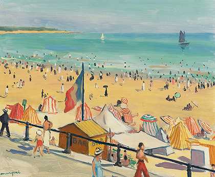 海滩，沙子奥隆`La Plage, Sables Dolonne (1923) by Albert Marquet