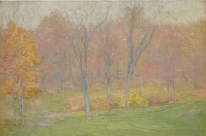 秋雨`Autumn Rain (1890) by Julian Alden Weir