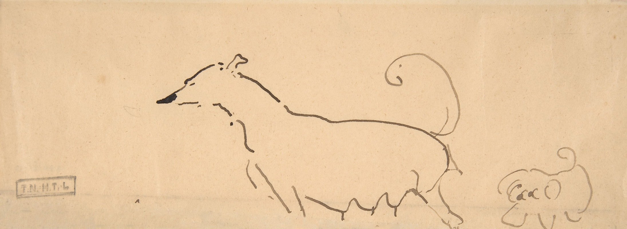两只狗`Two Dogs by Henri de Toulouse-Lautrec