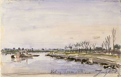 河岸`Bords de rivière (1868) by Johan Barthold Jongkind