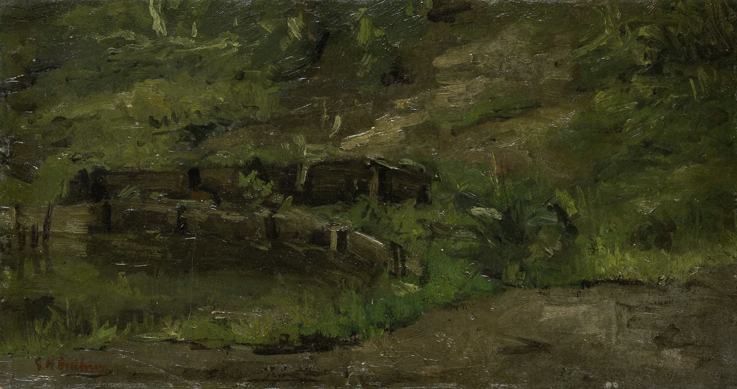 草地景观`Meadow Landscape (c. 1880 ~ c. 1923) by George Hendrik Breitner