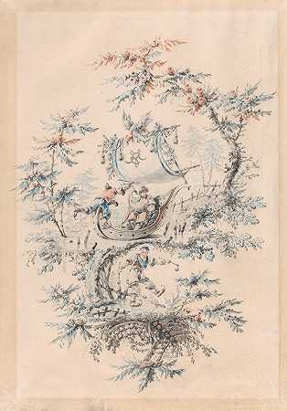 滑冰者和冰船上的异国风情`Chinoiserie Fantasy with Skaters and an Exotic Figure in an Iceboat (1771) by Jean-Baptiste Pillement