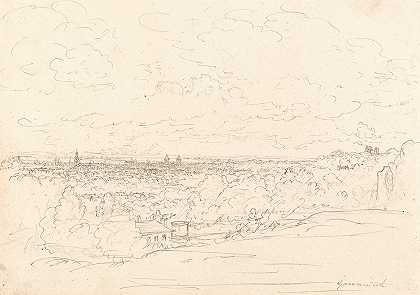 格林威治远景`Distant View of Greenwich by John Glover
