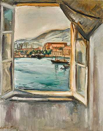 土伦港的窗户`La fenêtre sur le port de Toulon (1927) by Emile Othon Friesz