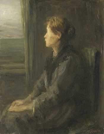 窗边的女人`Woman at a Window (1880 ~ 1911) by Jozef Israëls