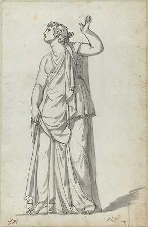 罗马缪斯女神雕像（安切罗）`Roman Statue of a Muse (Anchyrrhoe) by Jacques Louis David