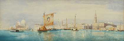 圣马可威尼斯s盆地`The Saint Marks Basin, Venice (about 1860) by James Holland