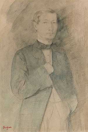 肖像男（阿德尔奇·莫比利）`Portrait Dhomme (Adelchi Morbilli) (circa 1862) by Edgar Degas