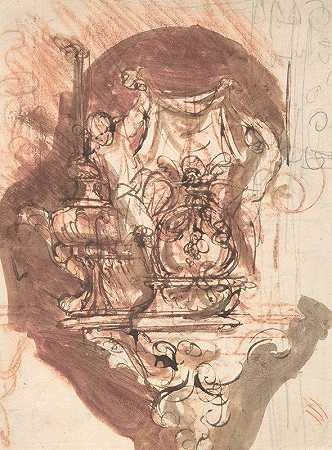 陵墓纪念碑的设计`Design for a sepulchral monument (Late 17th century) by Pieter Verbruggen the Younger
