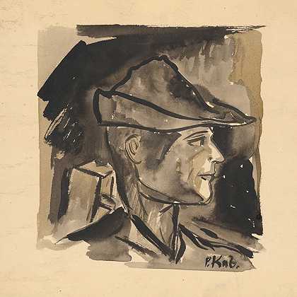 戴帽子的男人`Man in a hat (1905) by Arnold Peter Weisz-Kubínčan